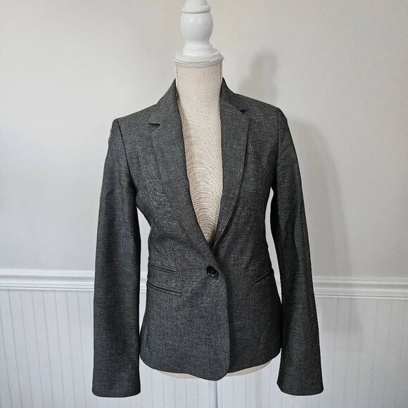 Express Charcoal Fitted Suit Jacket Size 4 - Picture 1 of 7
